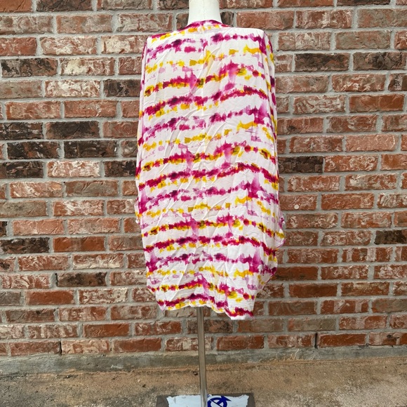 Anthropologie Pink and Yellow Kimono with Balloon Sleeves OS/Excellent condition - Picture 8 of 13